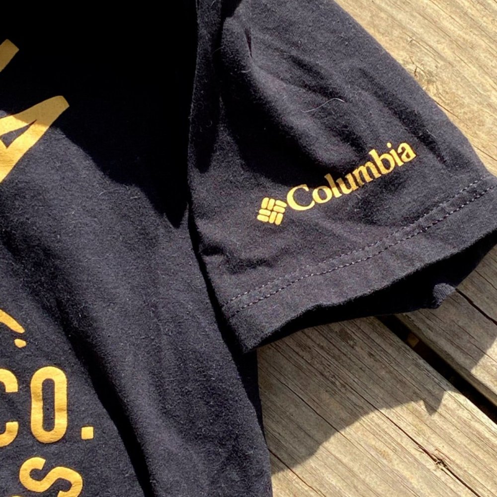 Columbia Sportswear Small Graphic T Shirt Black &Yellow Short Sleeve Lightweight - Picture 5 of 7